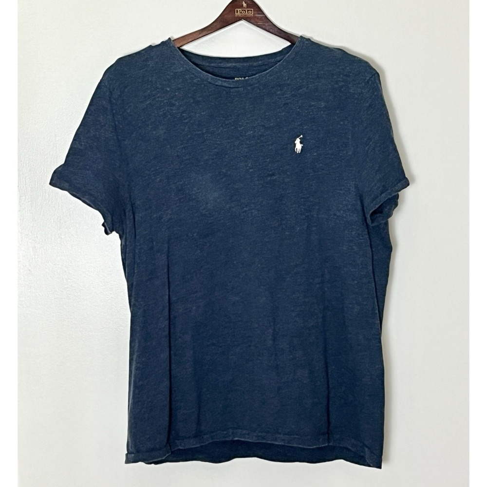 Polo Ralph Lauren T-Shirt Men's XL Blue White Pony Logo Slim Fit Preppy Basics